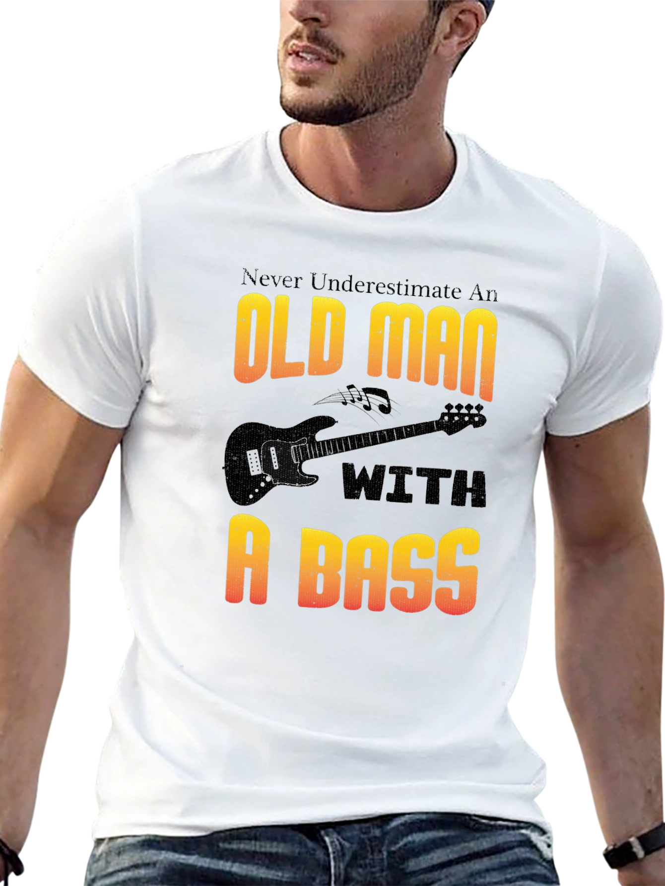 Old Man With a Bass T-Shirt - Musician Gift