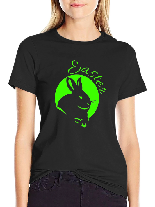 Easter Bunny Graphic Tee - Black Cotton T-Shirt