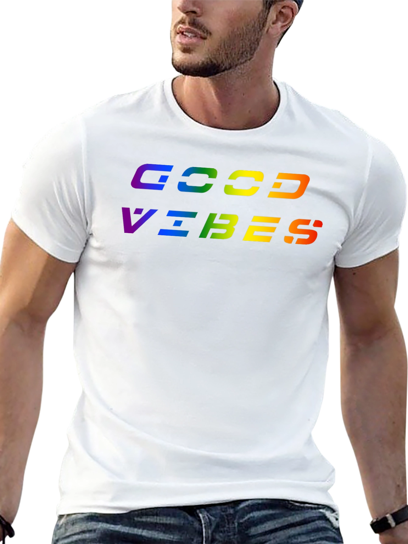 Rainbow Good Vibes Black T-Shirt