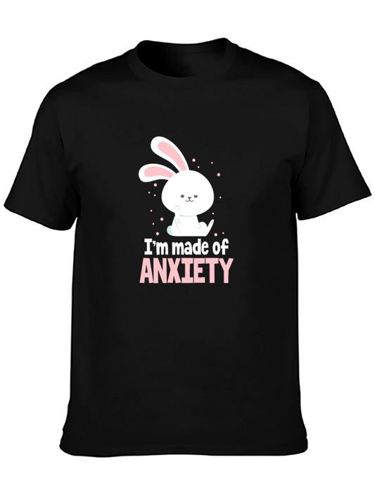 Anxiety Bunny Graphic T-Shirt - Black Cotton Tee