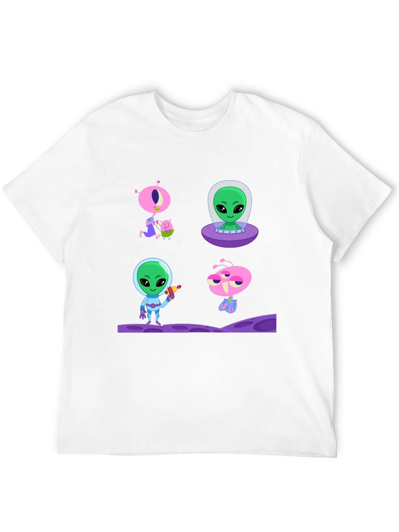 Alien Cartoon Graphic T-Shirt - Black Cotton Tee