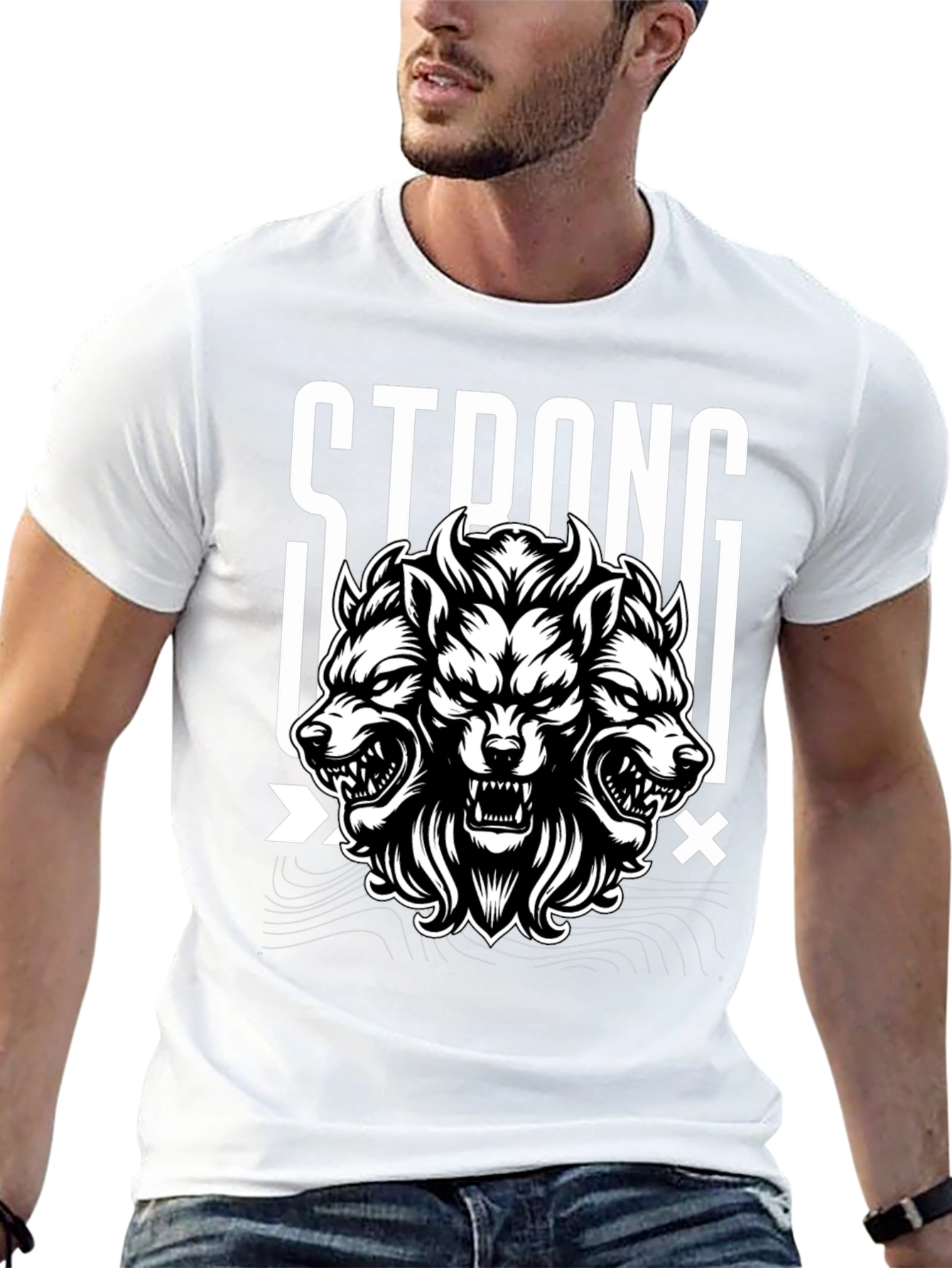 Strong Wolf Graphic Tee - Black