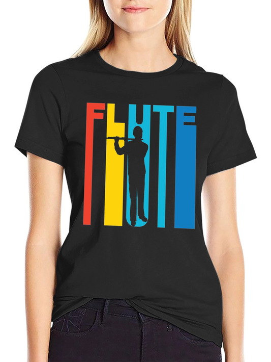 Retro Flute Player Graphic Tee - Music Lover Shirt