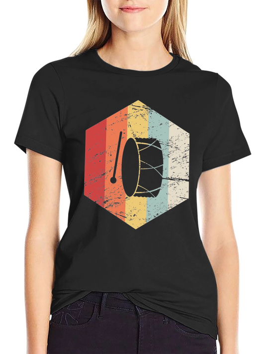 Vintage Drum Graphic T-Shirt - Retro Music Tee