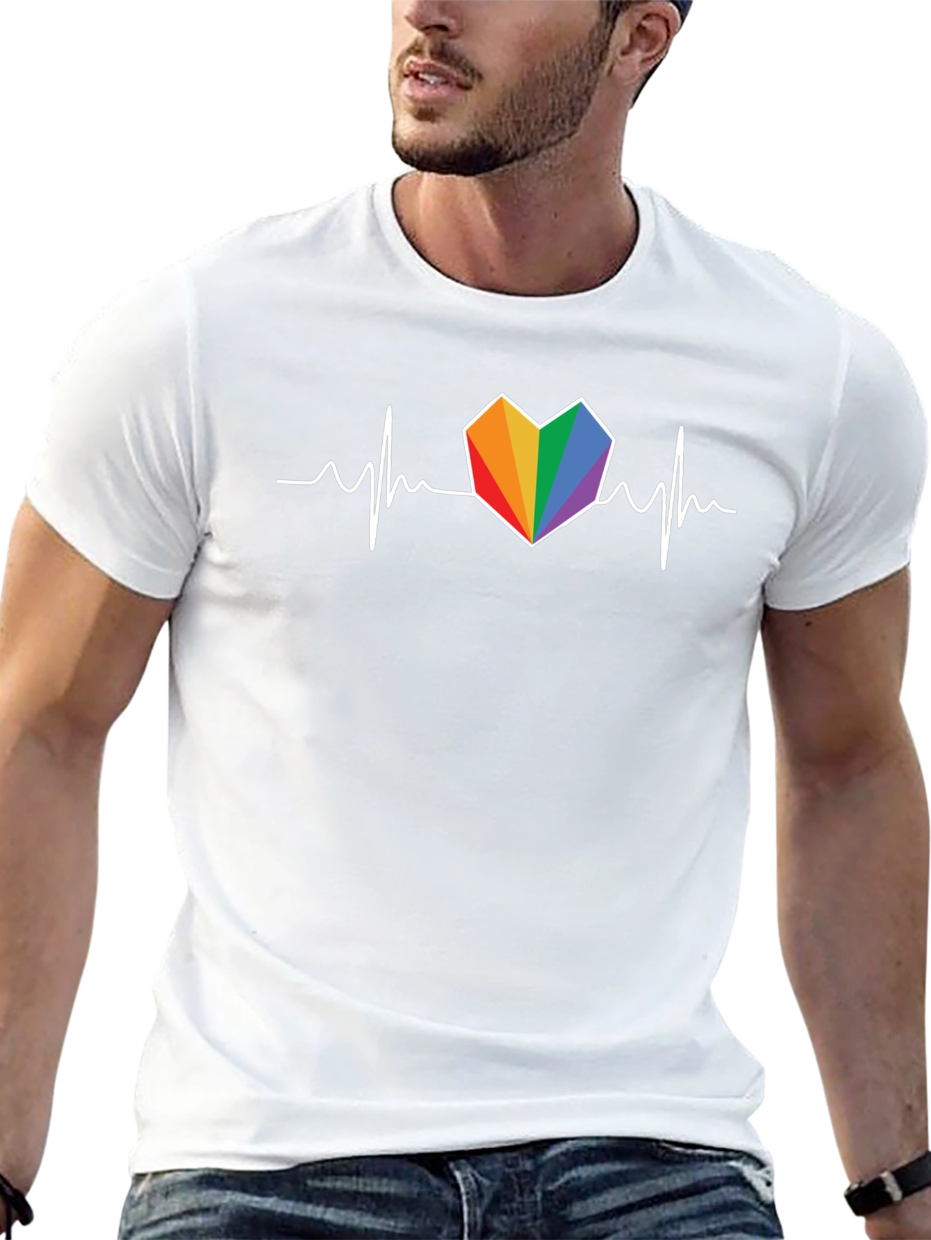 Rainbow Heartbeat T-Shirt - Pride Love Tee