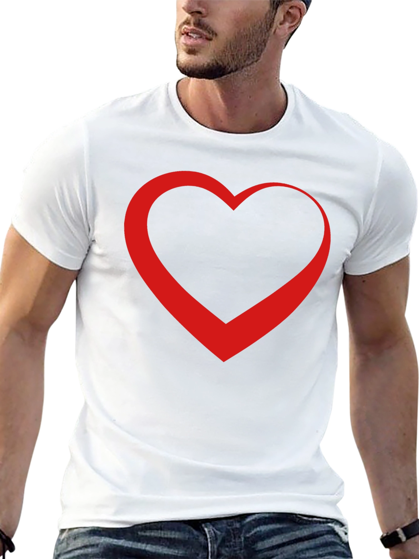 Bold Red Heart Graphic Black T-Shirt