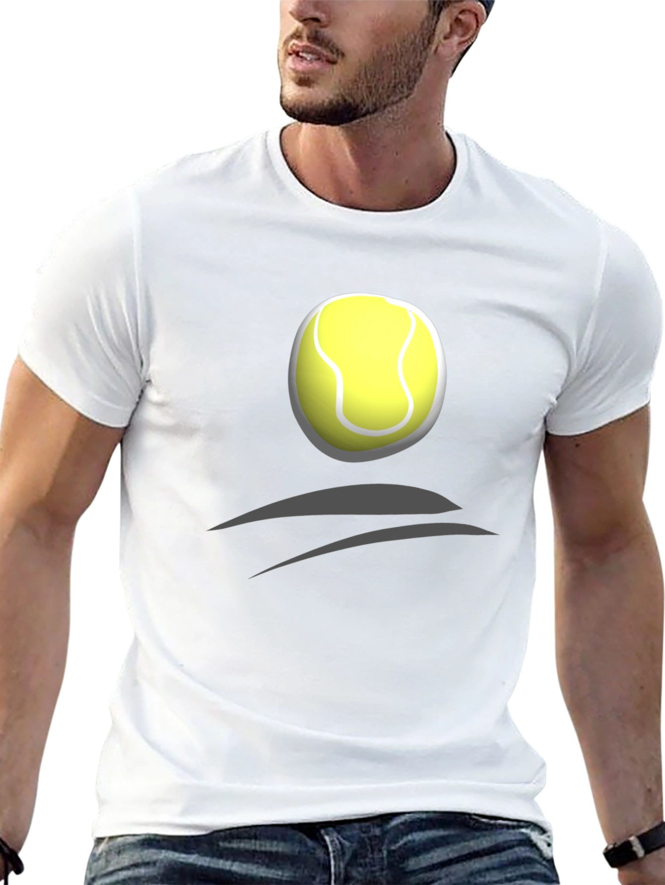 Tennis Ball Graphic Tee - Black Cotton T-Shirt