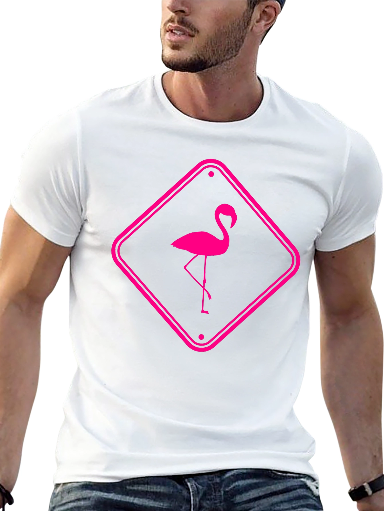Pink Flamingo Graphic Tee - Mens Black T-Shirt