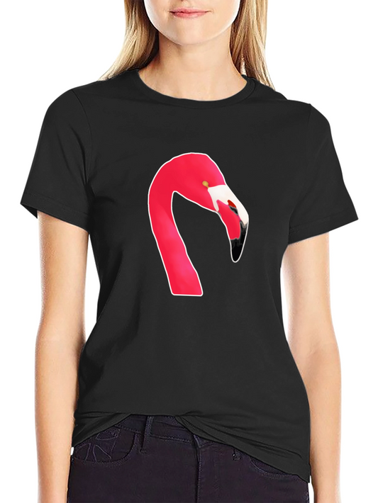Flamingo Head Graphic Tee - Casual Black T-Shirt