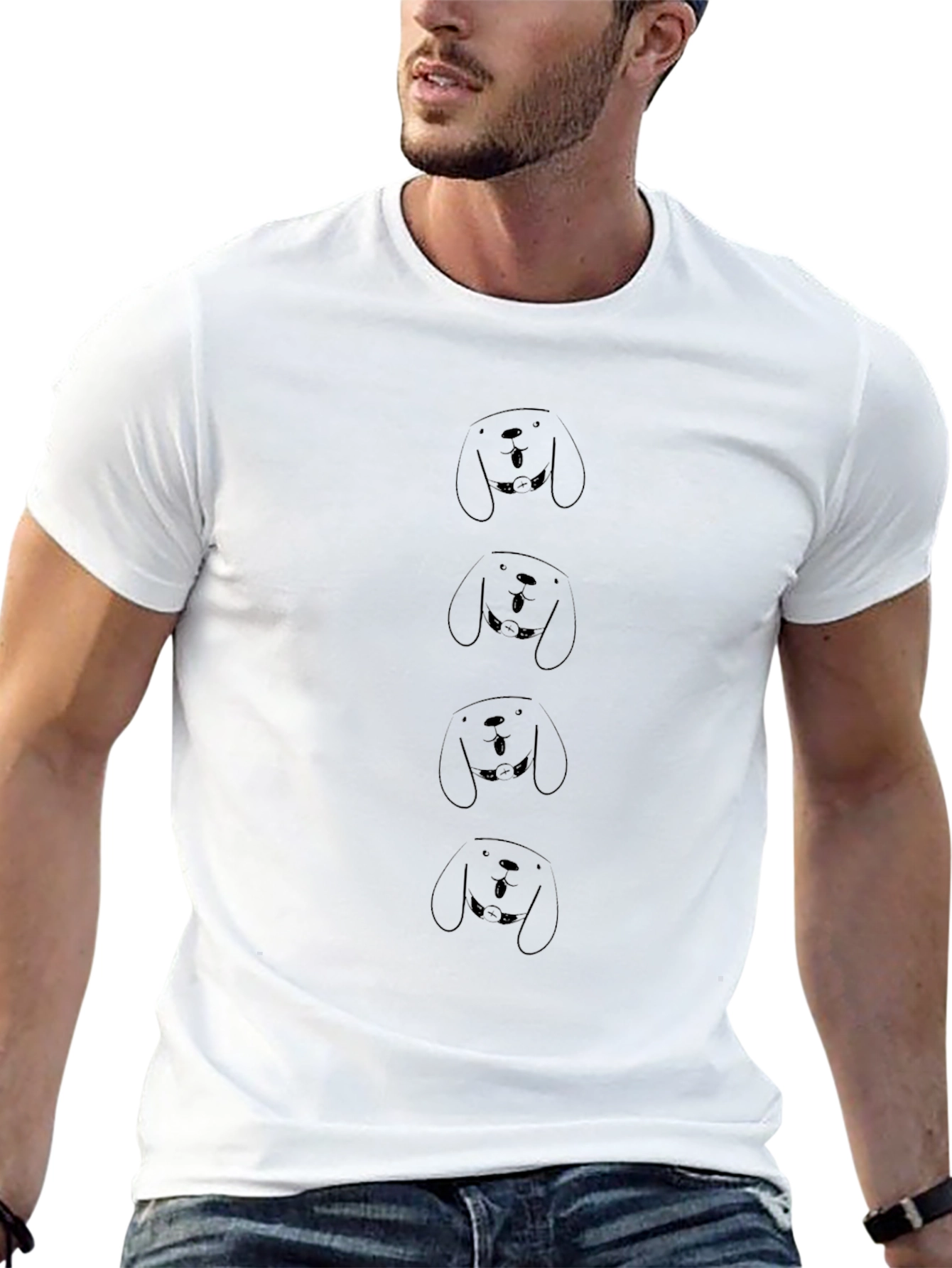 Mens Black Graphic T-Shirt - Dog Pattern
