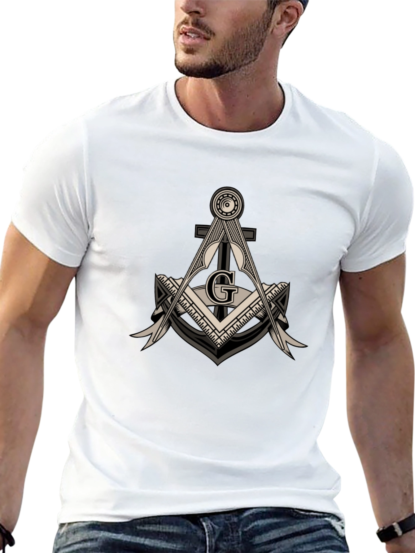 Masonic Compass & Square G Black T-Shirt
