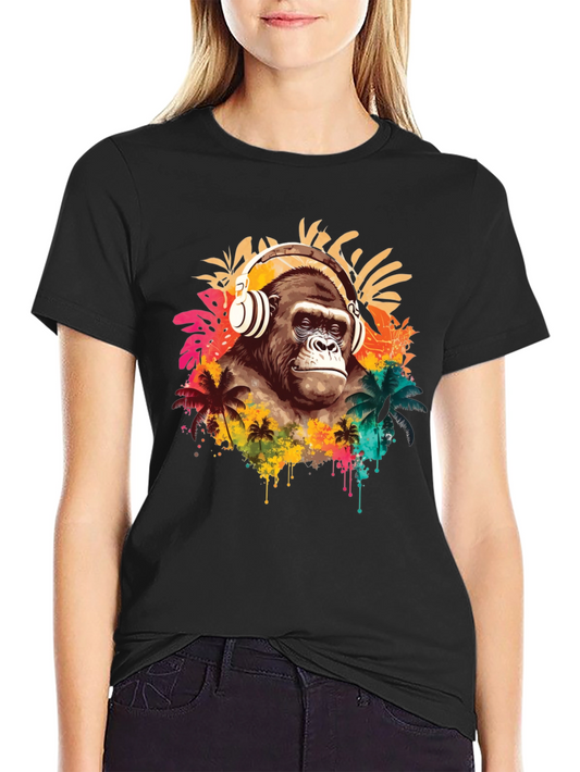 Gorilla Headphones Graphic T-Shirt