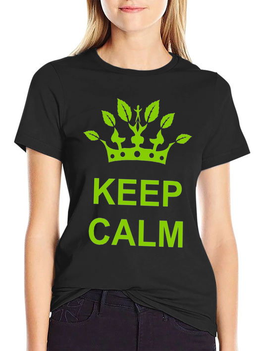 Keep Calm Green Crown Black T-Shirt