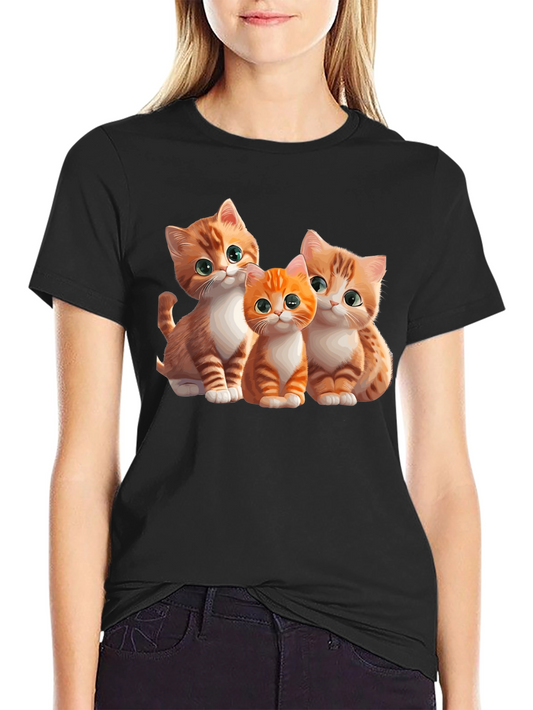 Cute Kitten Trio Black T-Shirt