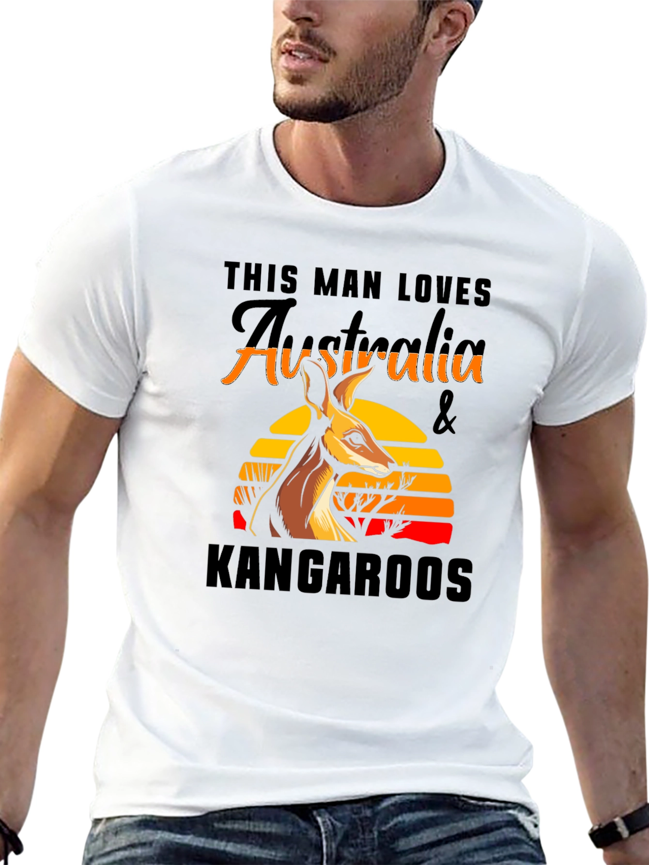 Australia Kangaroo T-Shirt Mens Black Graphic Tee