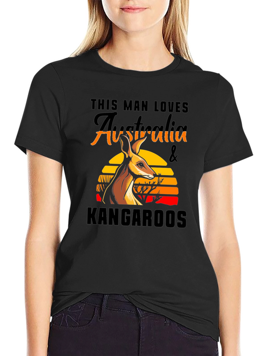 Australia Kangaroo T-Shirt Mens Black Graphic Tee