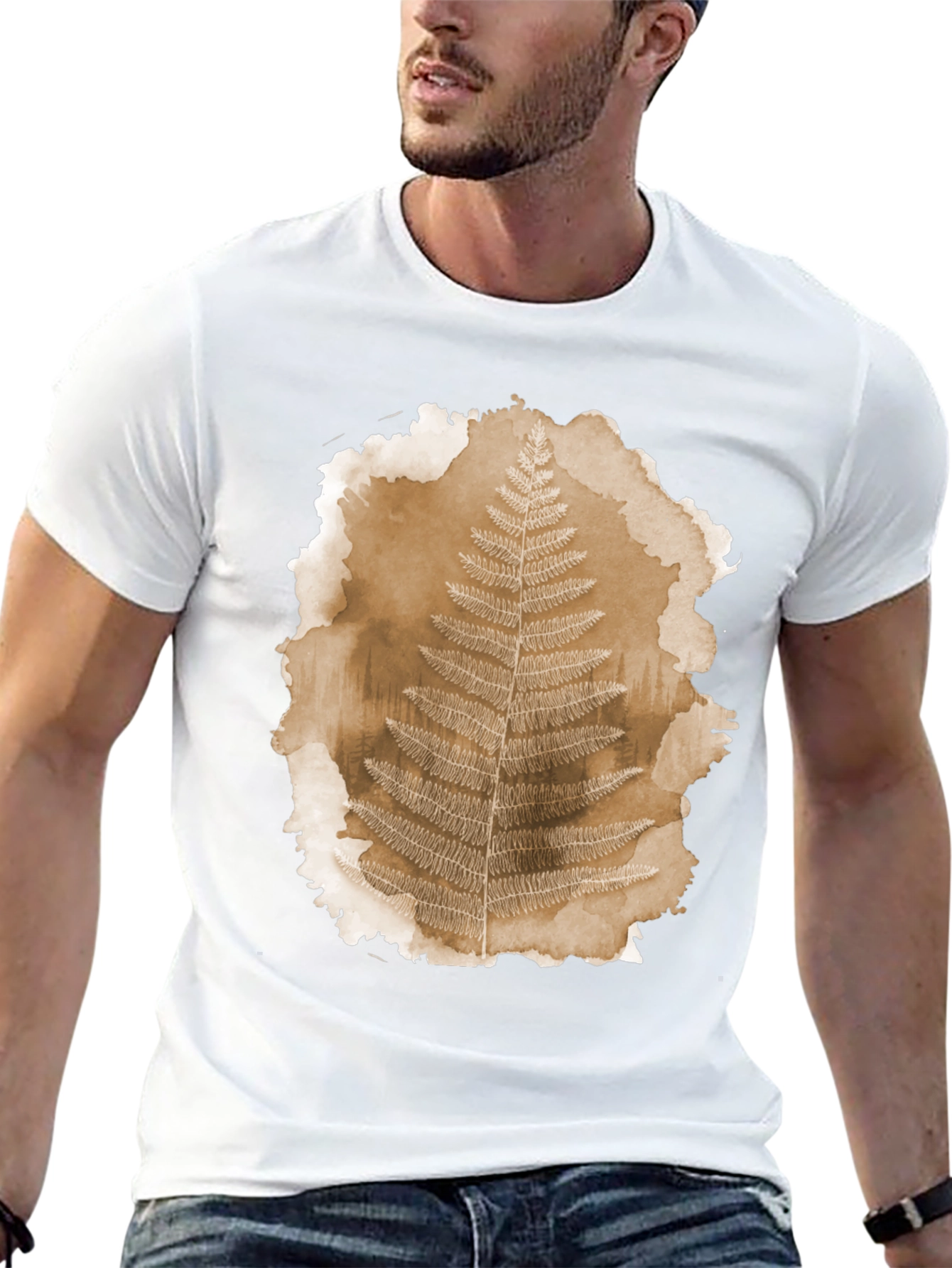 Fern Print Black T-Shirt - Nature Inspired Graphic Tee