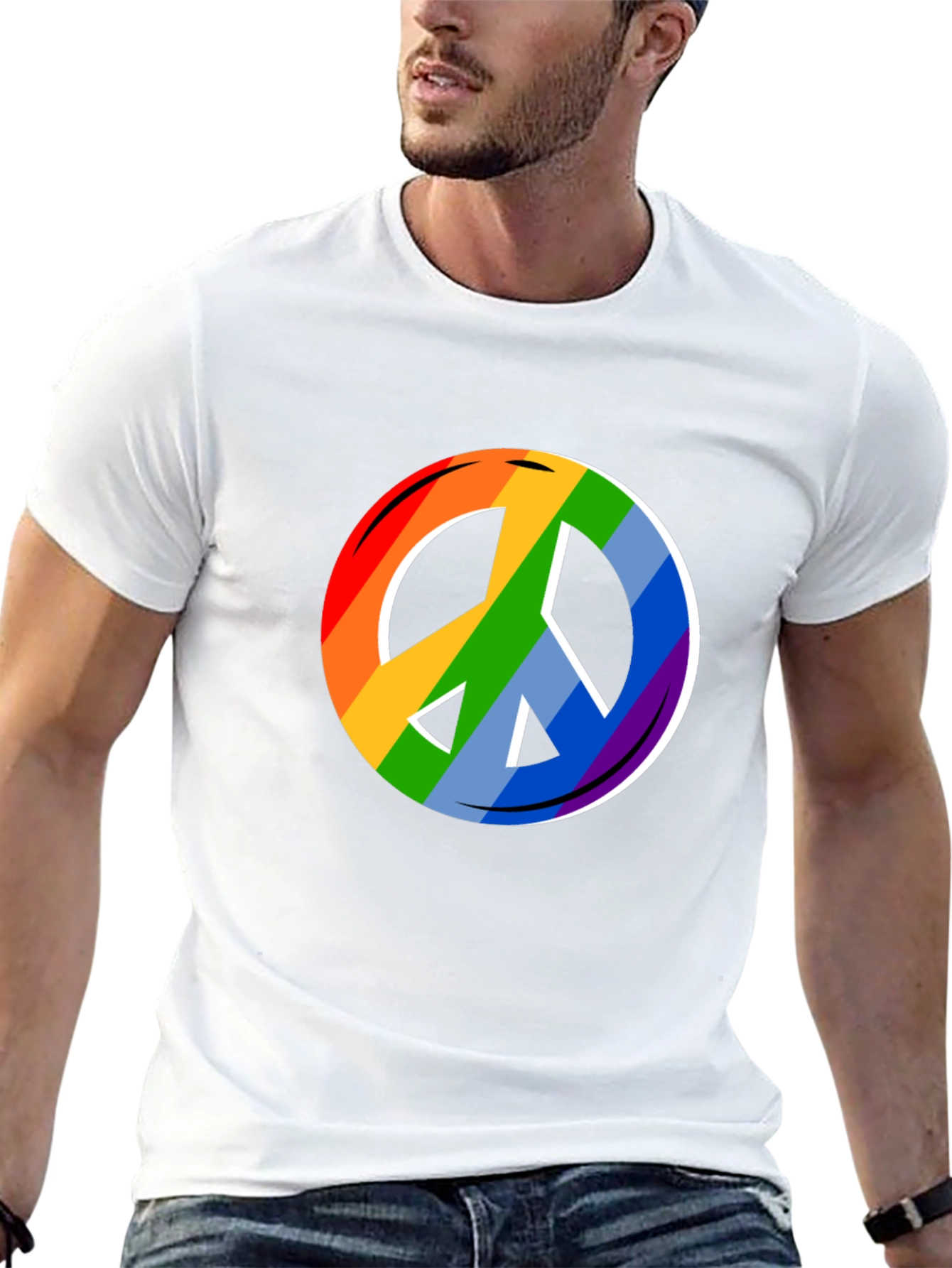 Rainbow Peace Sign Black T-Shirt