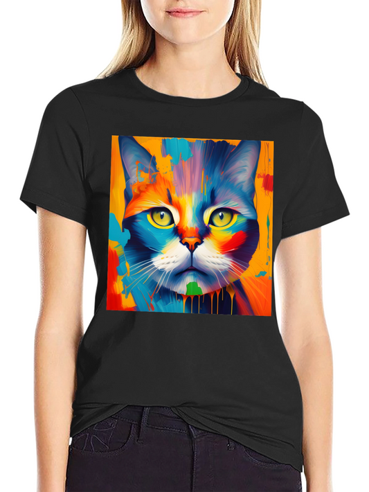 Colorful Cat Art Graphic Tee - Stylish Unisex T-Shirt