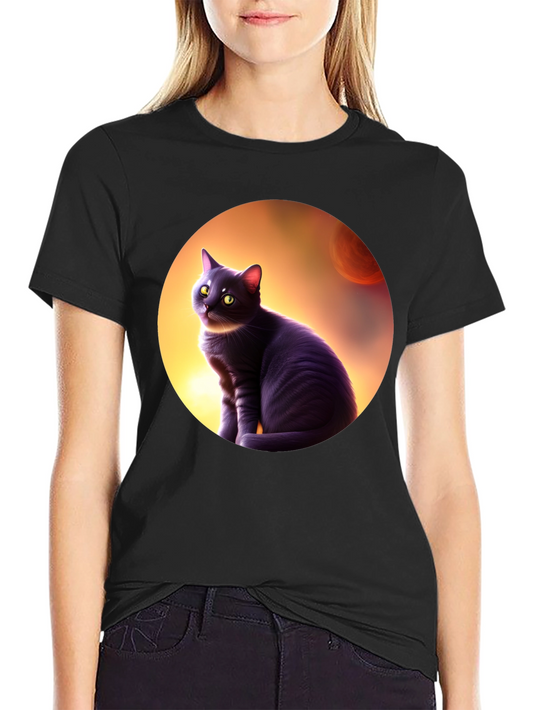 Black Cat in Space T-Shirt - Mens Graphic Tee