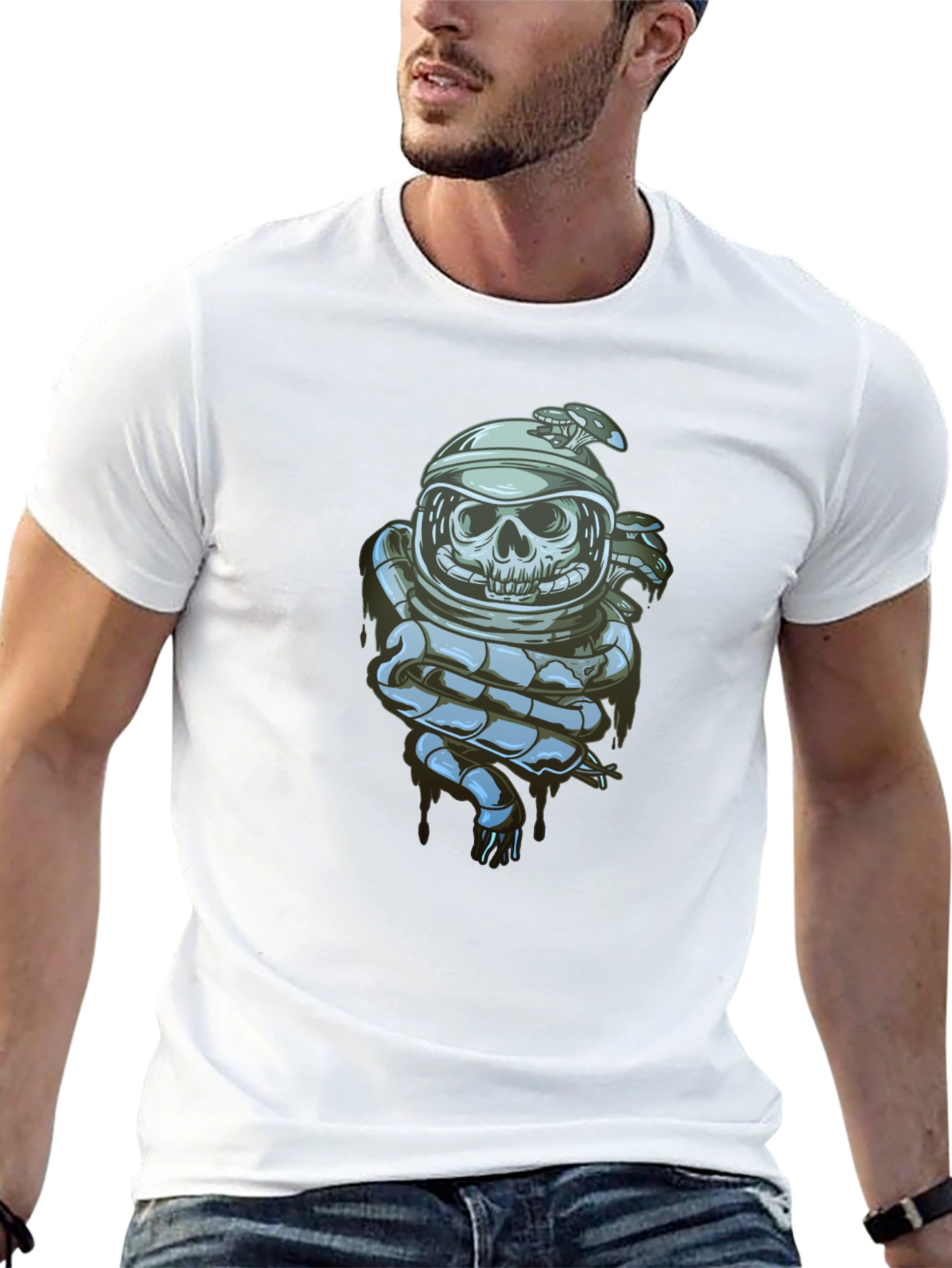 Skull Astronaut Graphic Tee - Premium Cotton Blend