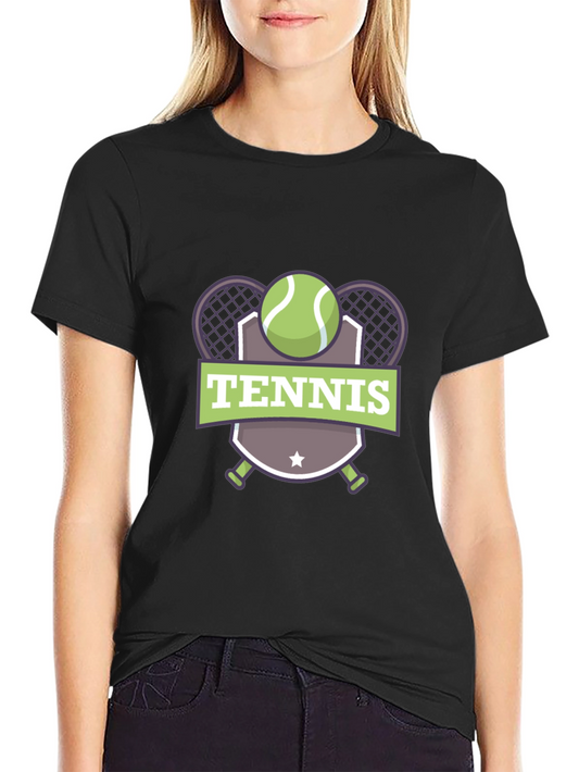 Tennis Graphic Black T-Shirt for Men