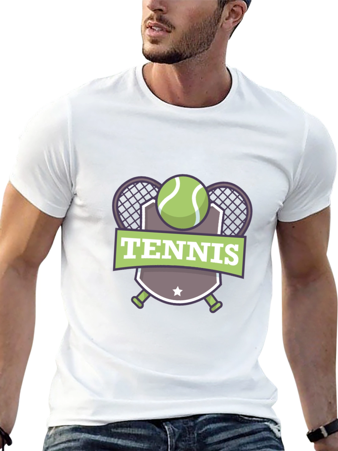 Tennis Graphic Black T-Shirt for Men