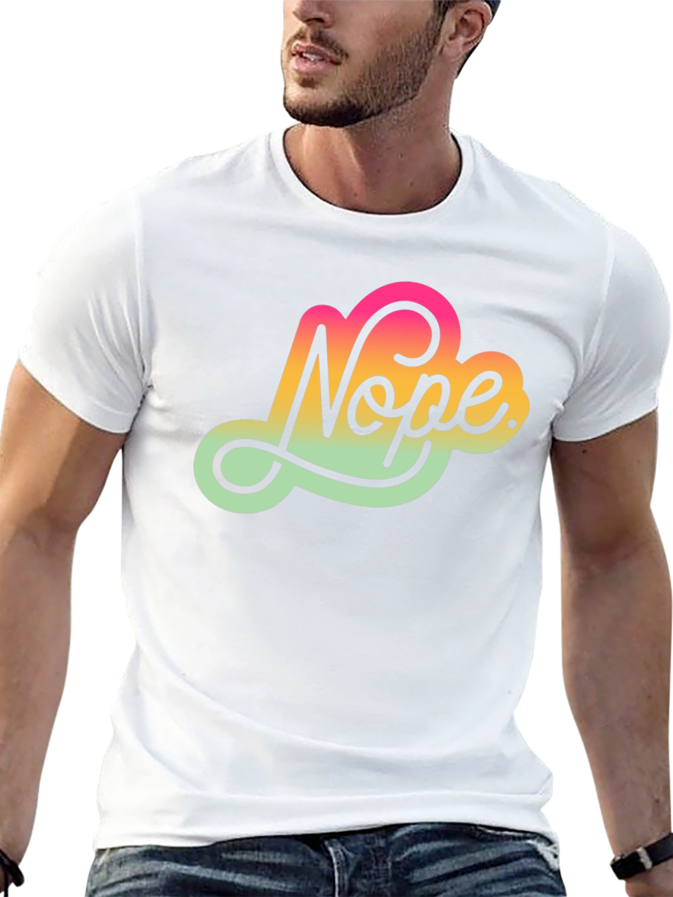 Nope Gradient Graphic T-Shirt - Trendy Casual Wear