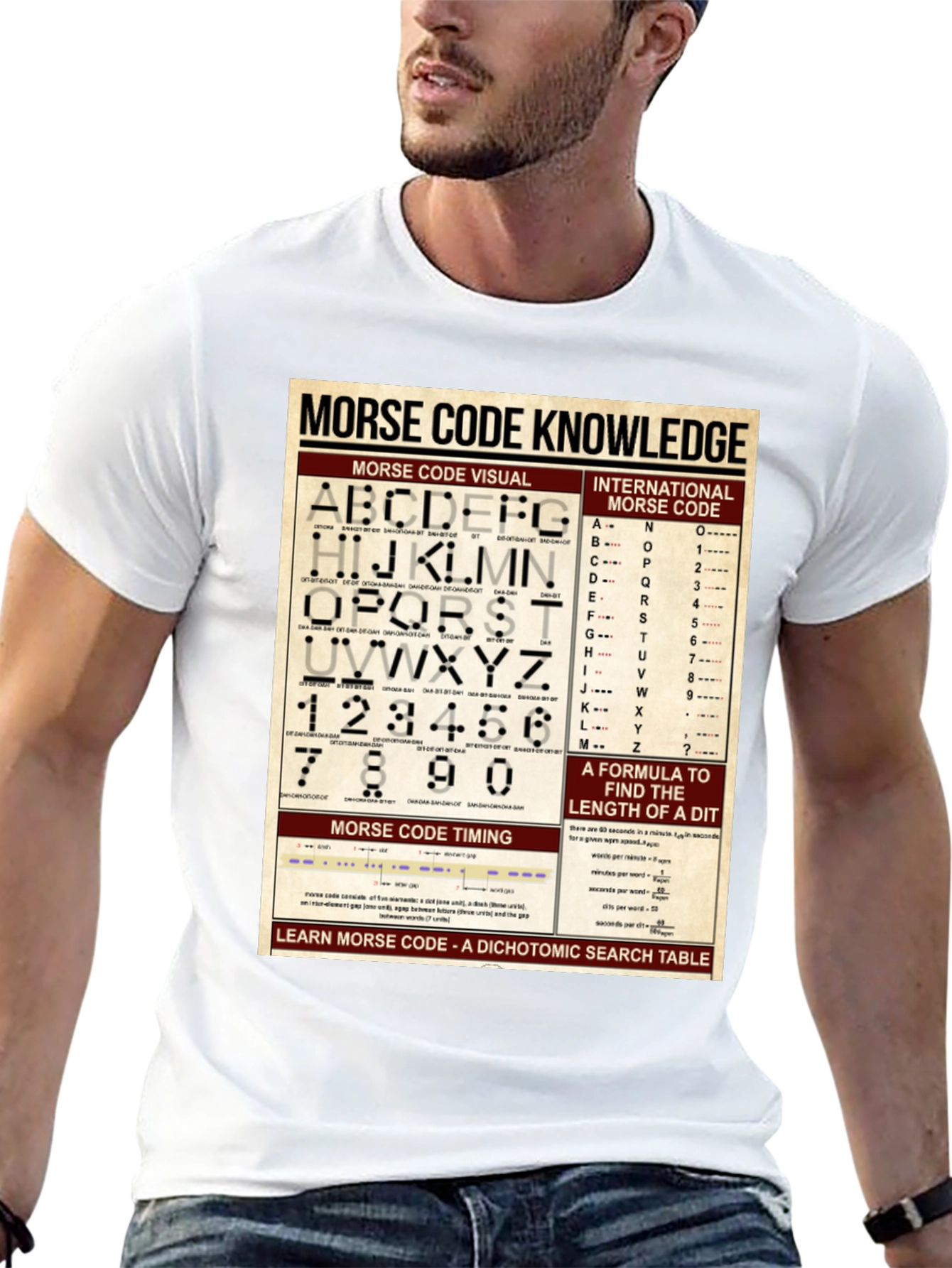 Morse Code Knowledge Chart Graphic T-Shirt
