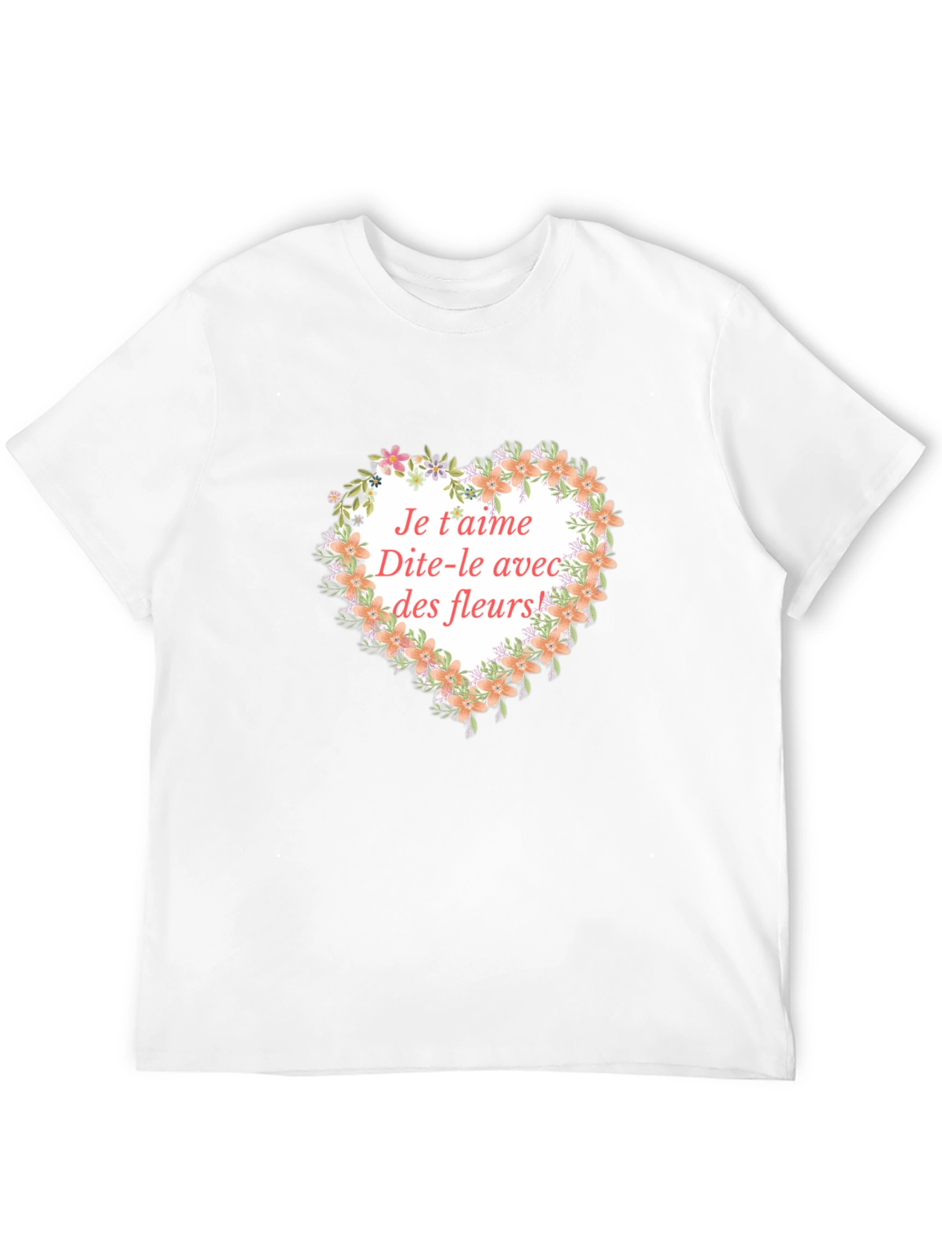 Floral Heart Je taime Graphic Tee - Black