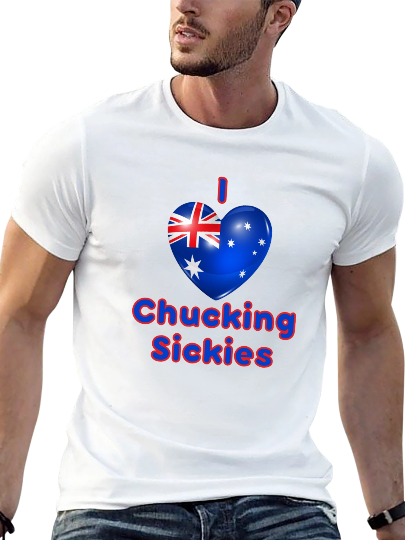 I Heart Chucking Sickies Australia Flag Black T-Shirt