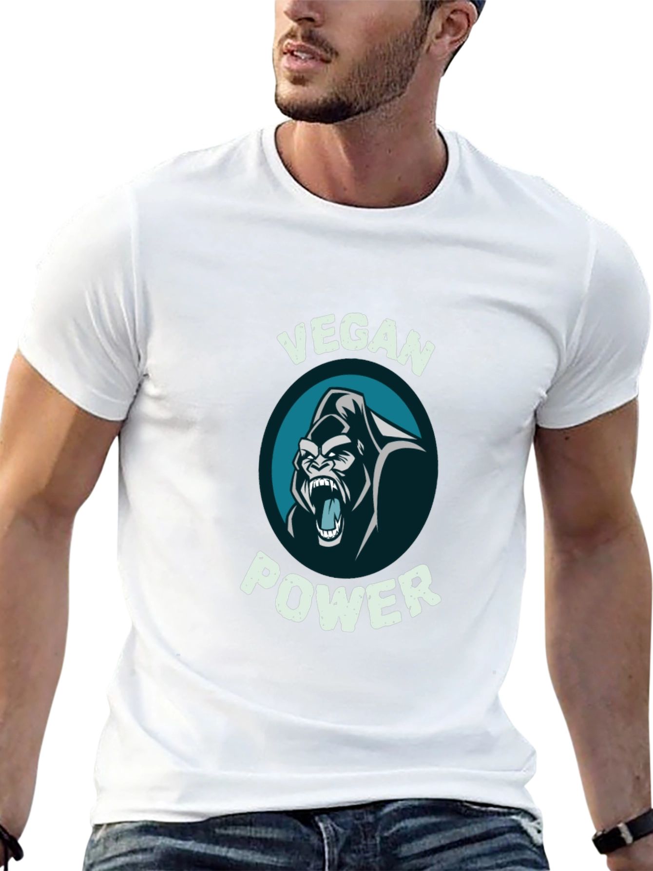 Vegan Power Gorilla Graphic T-Shirt