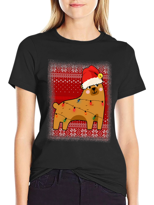 Bear Christmas Lights Sweater Pattern Graphic T-Shirt