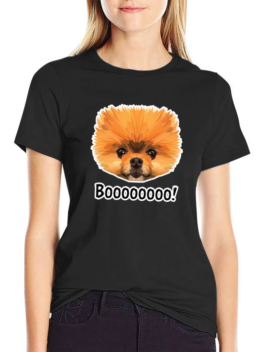Boo Pomeranian Graphic Tee - Black Cotton Shirt