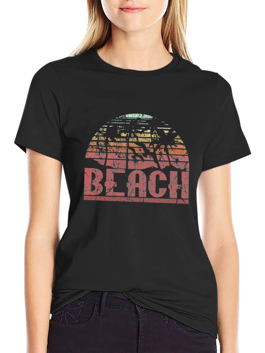 Retro Beach T-Shirt - Vintage Palm Tree Graphic Tee