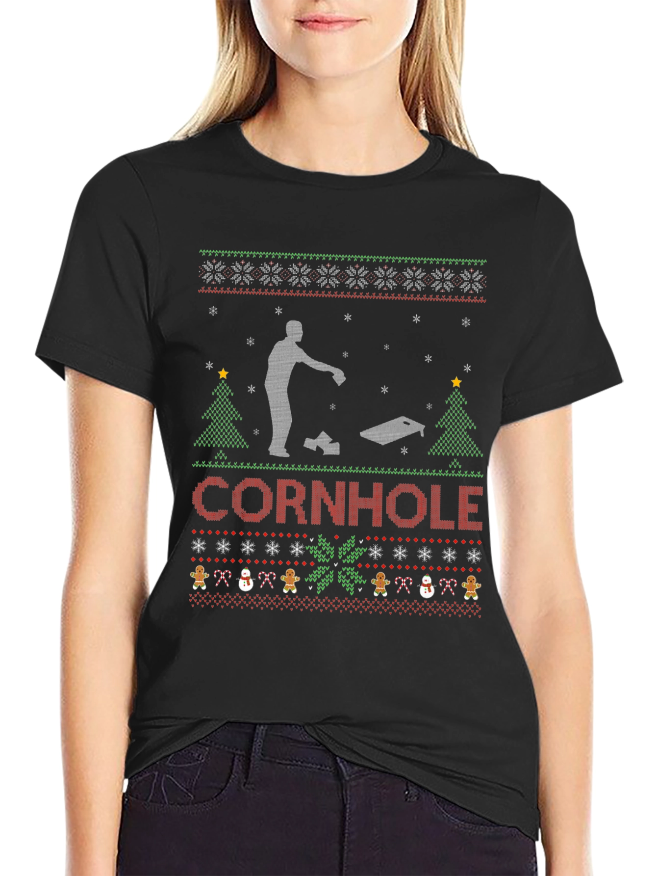 Festive Cornhole Ugly Christmas Sweater T-Shirt