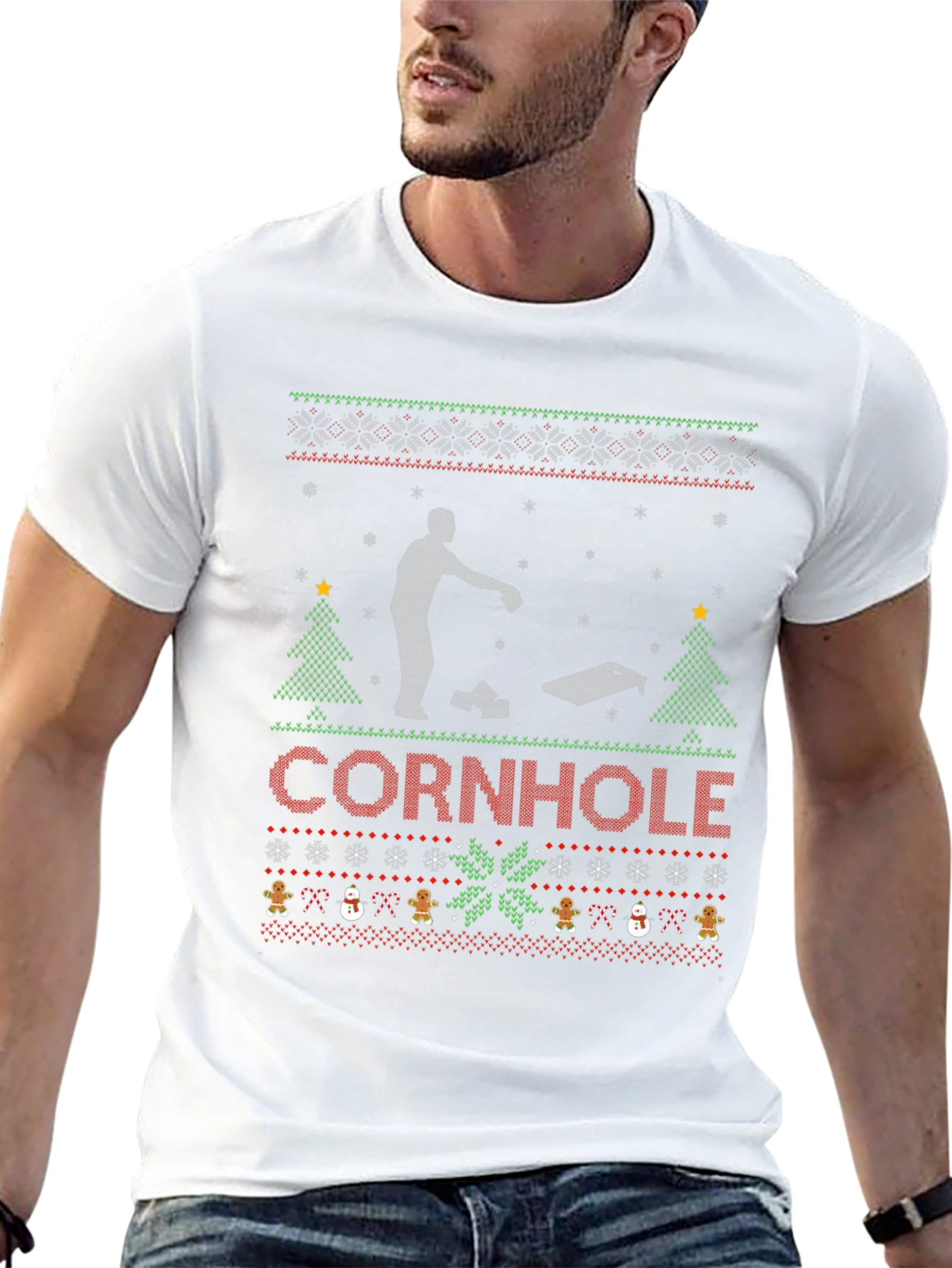 Festive Cornhole Ugly Christmas Sweater T-Shirt