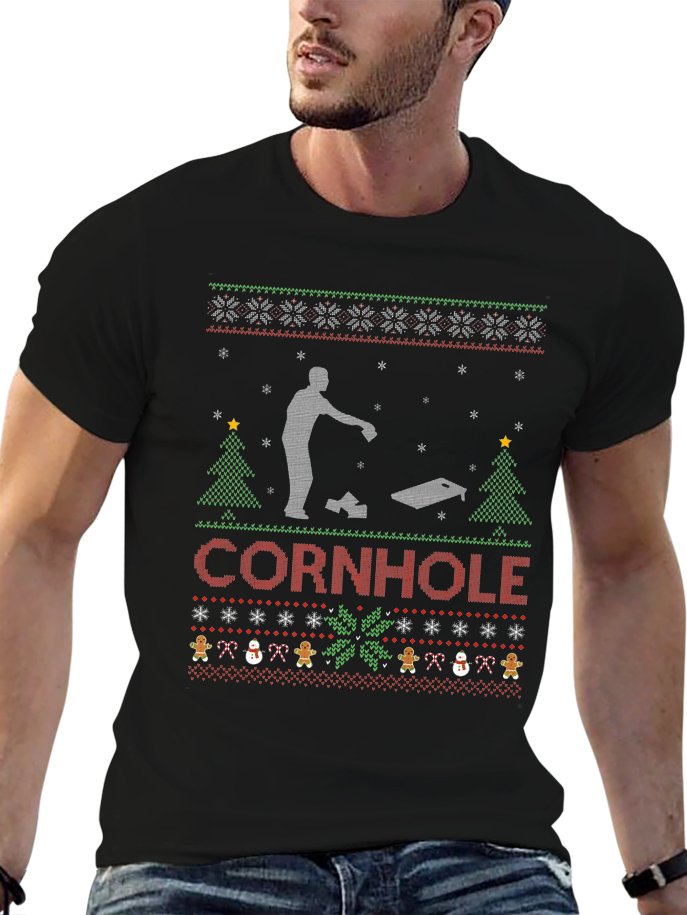 Festive Cornhole Ugly Christmas Sweater T-Shirt