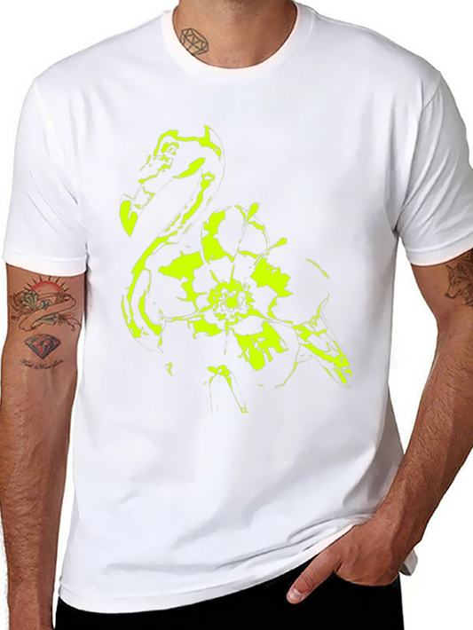 Abstract Floral Graphic Print Black T-Shirt