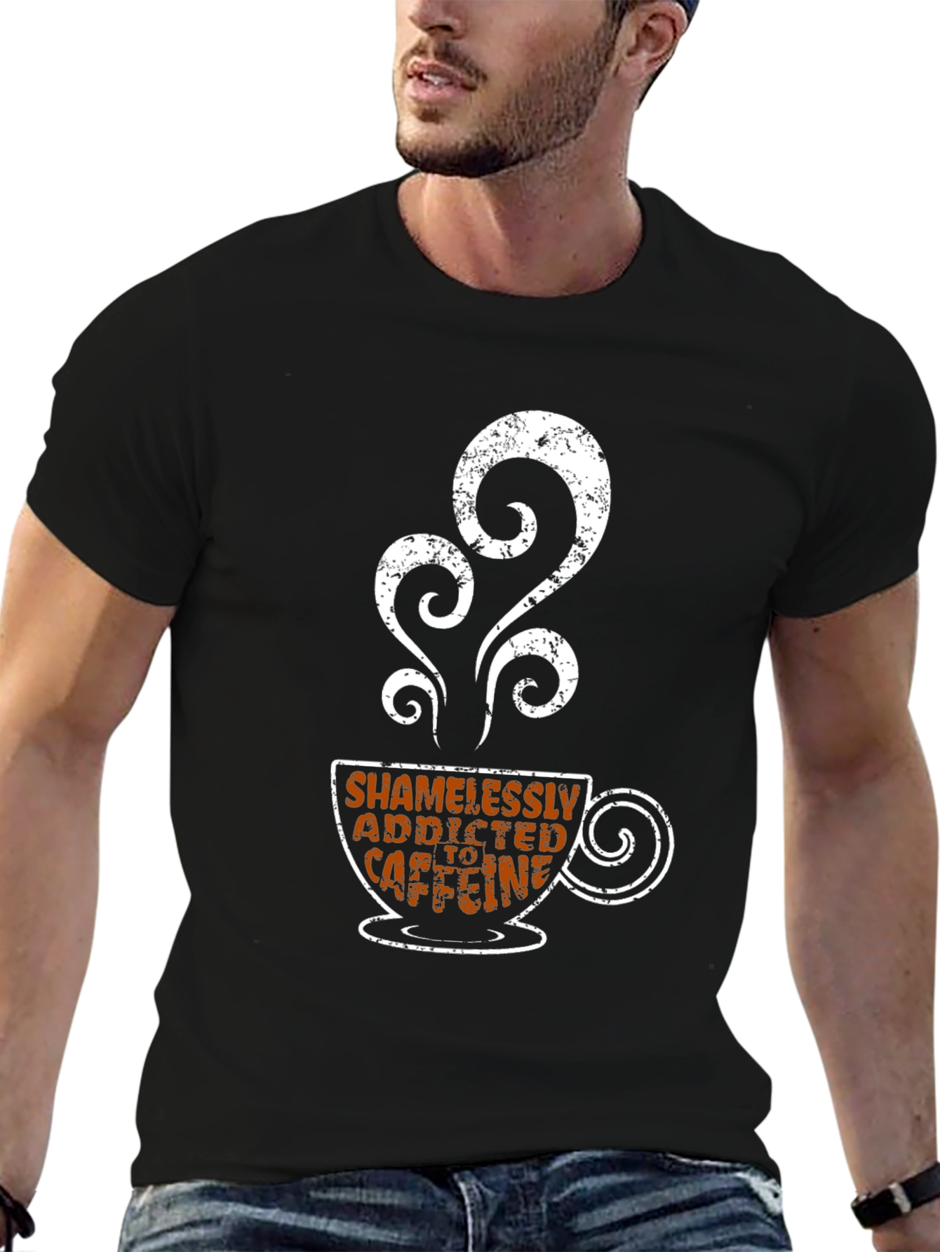 Shamelessly Addicted to Caffeine Black T-Shirt