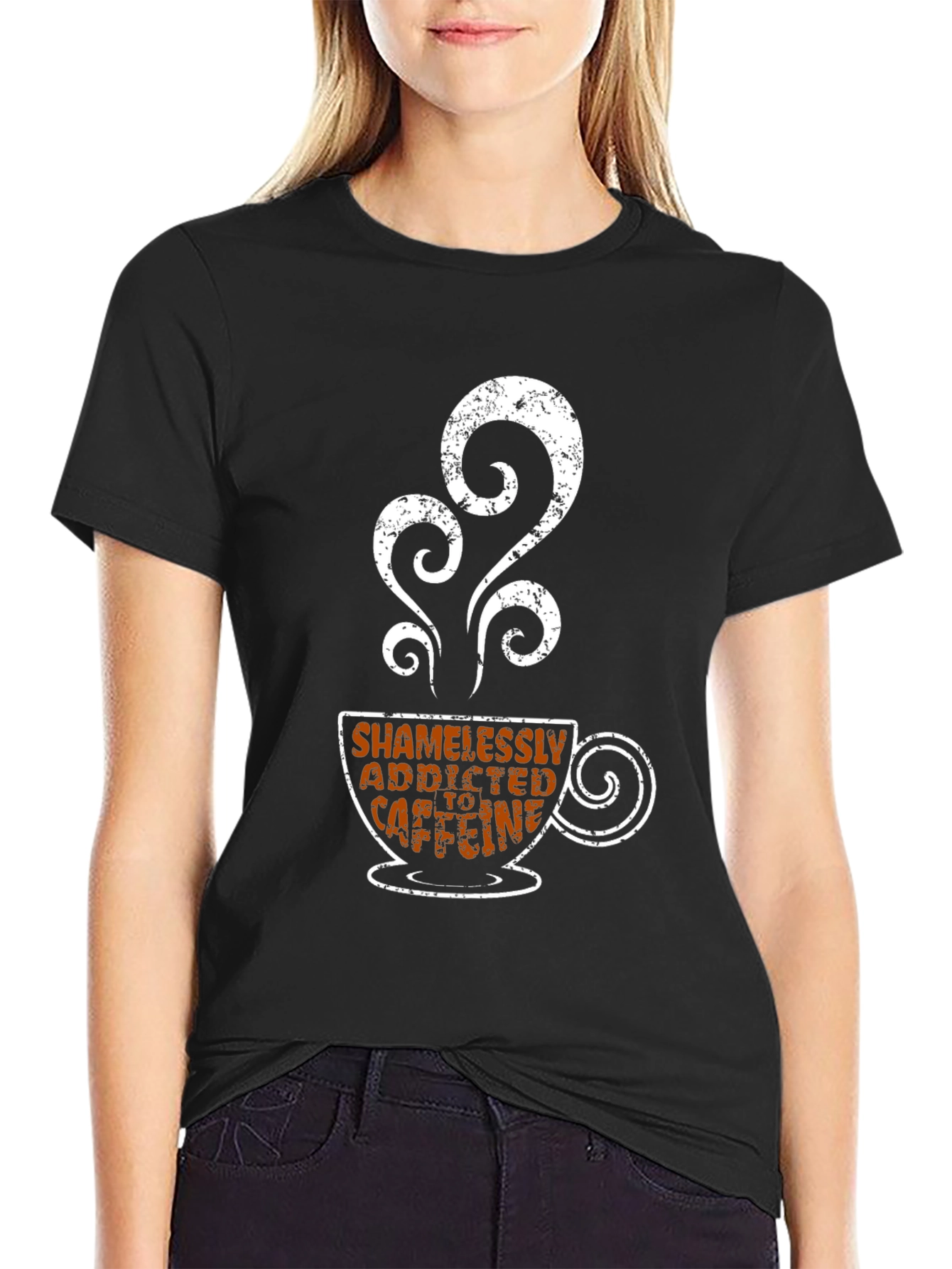 Shamelessly Addicted to Caffeine Black T-Shirt