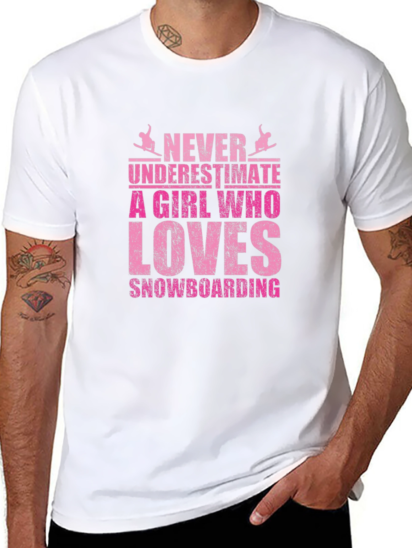 Never Underestimate Snowboarding Girl Black Tee