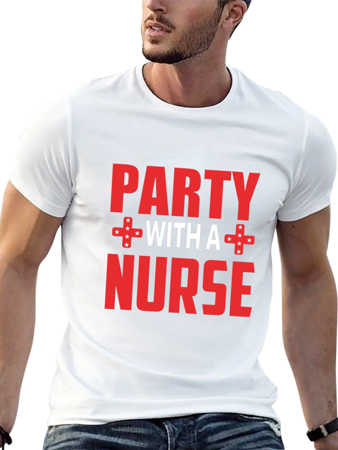 Party with a Nurse Black Graphic T-Shirt