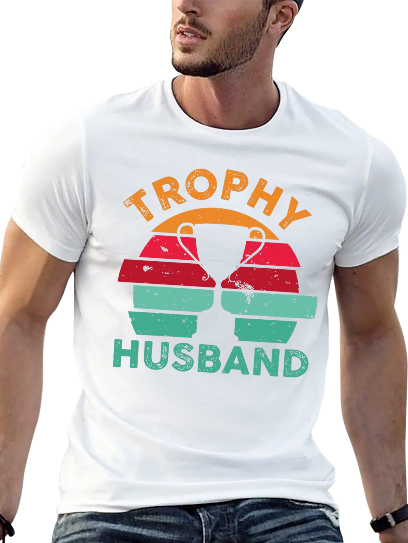 Trophy Husband Graphic Tee Retro Design