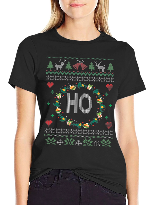 Festive HO Christmas Knit Pattern Holiday T-Shirt