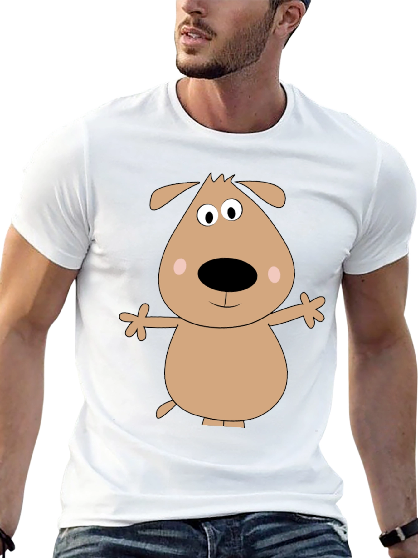 Cartoon Dog Graphic T-Shirt - Black Casual Tee