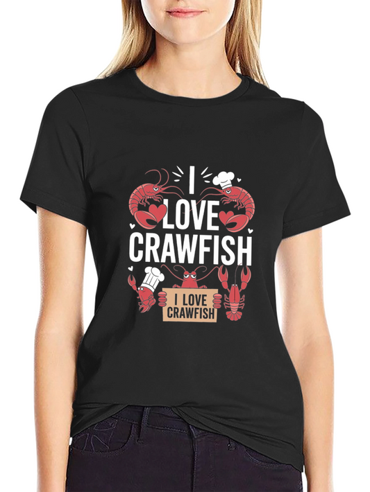 I Love Crawfish Graphic Tee - Black Cotton T-Shirt