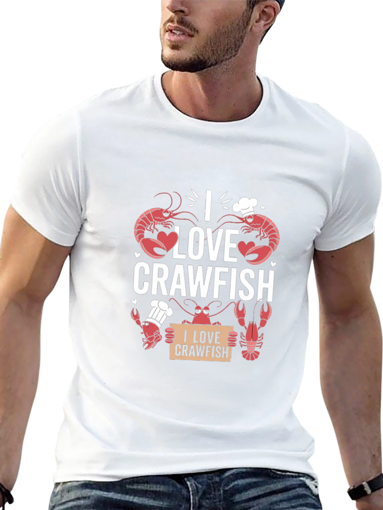 I Love Crawfish Graphic Tee - Black Cotton T-Shirt