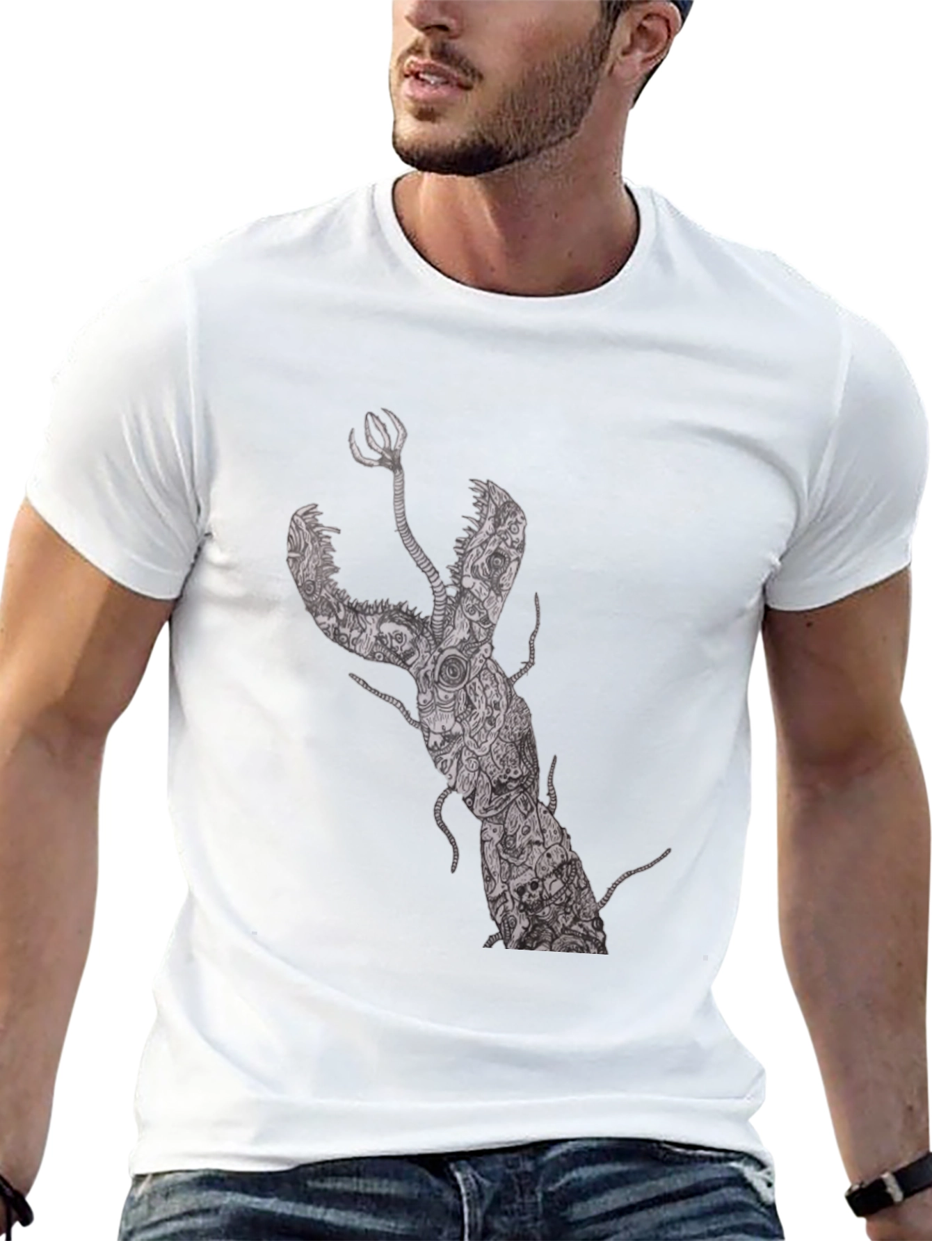 Unique Lobster Graphic Black T-Shirt