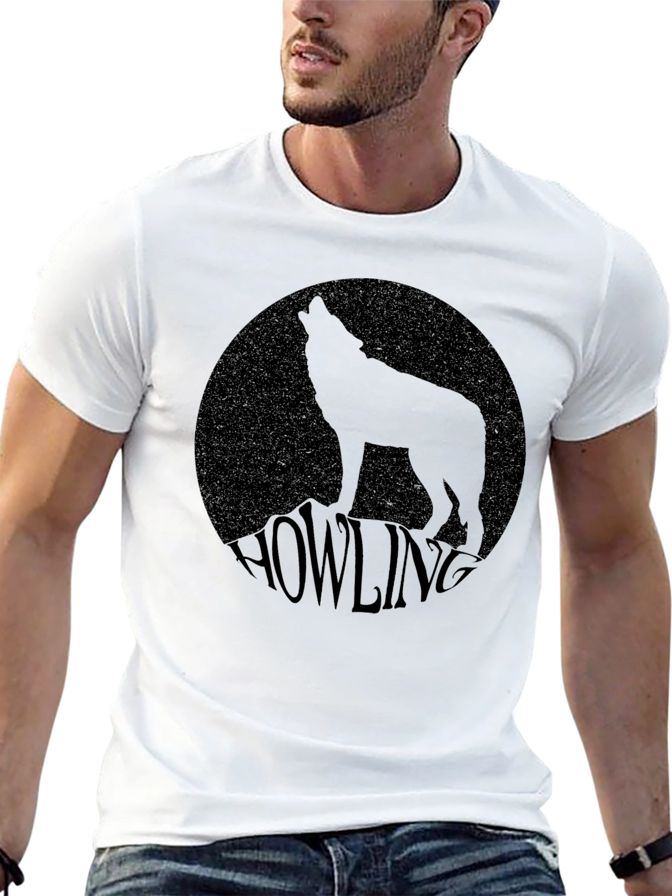 Howling Wolf Graphic Tee - Black